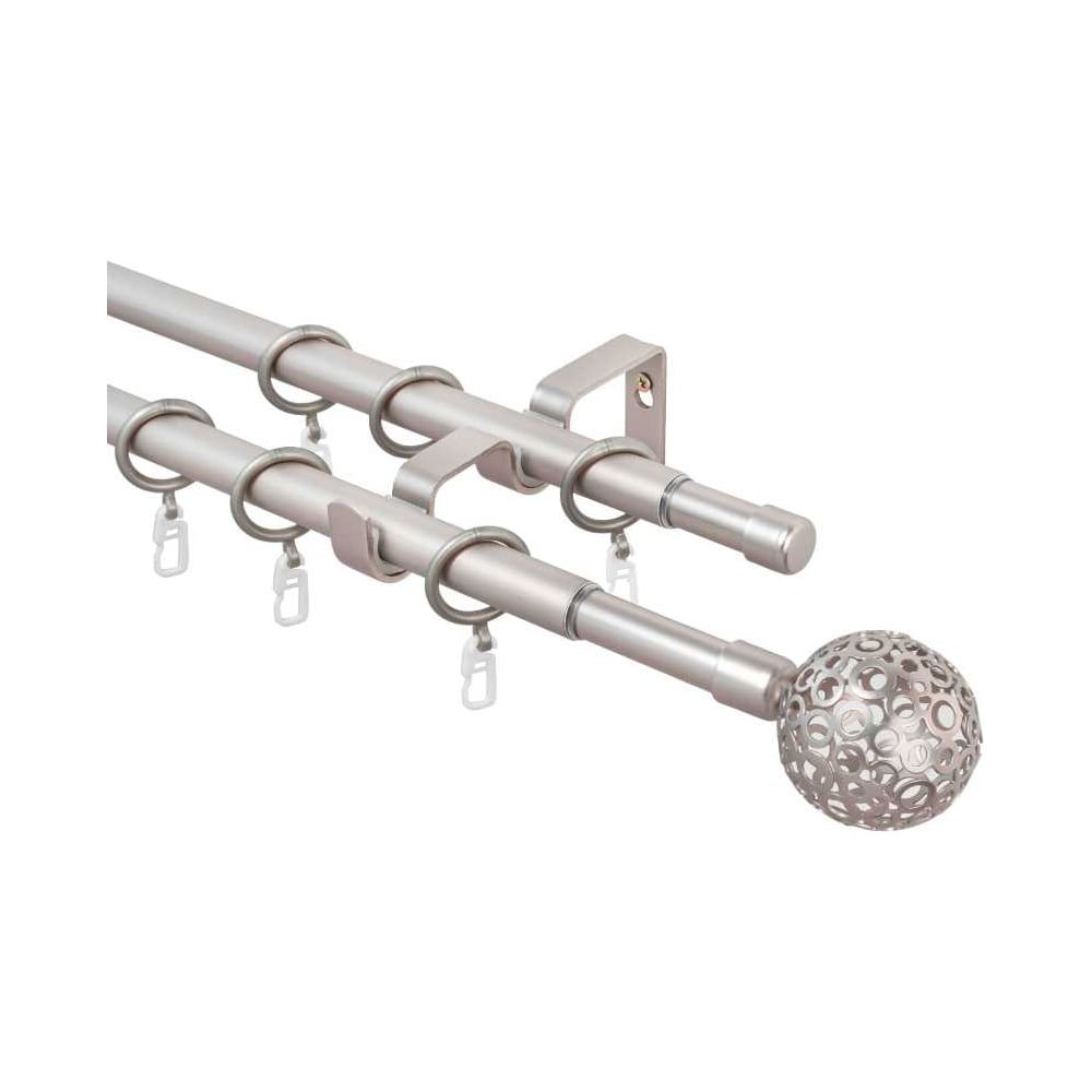 Изображение товара Карниз металлический раздвижной LM DECOR Ажур, Ø16/19 мм, 1,6-3,0 м, 2-рядный, сатин 095161916302SN