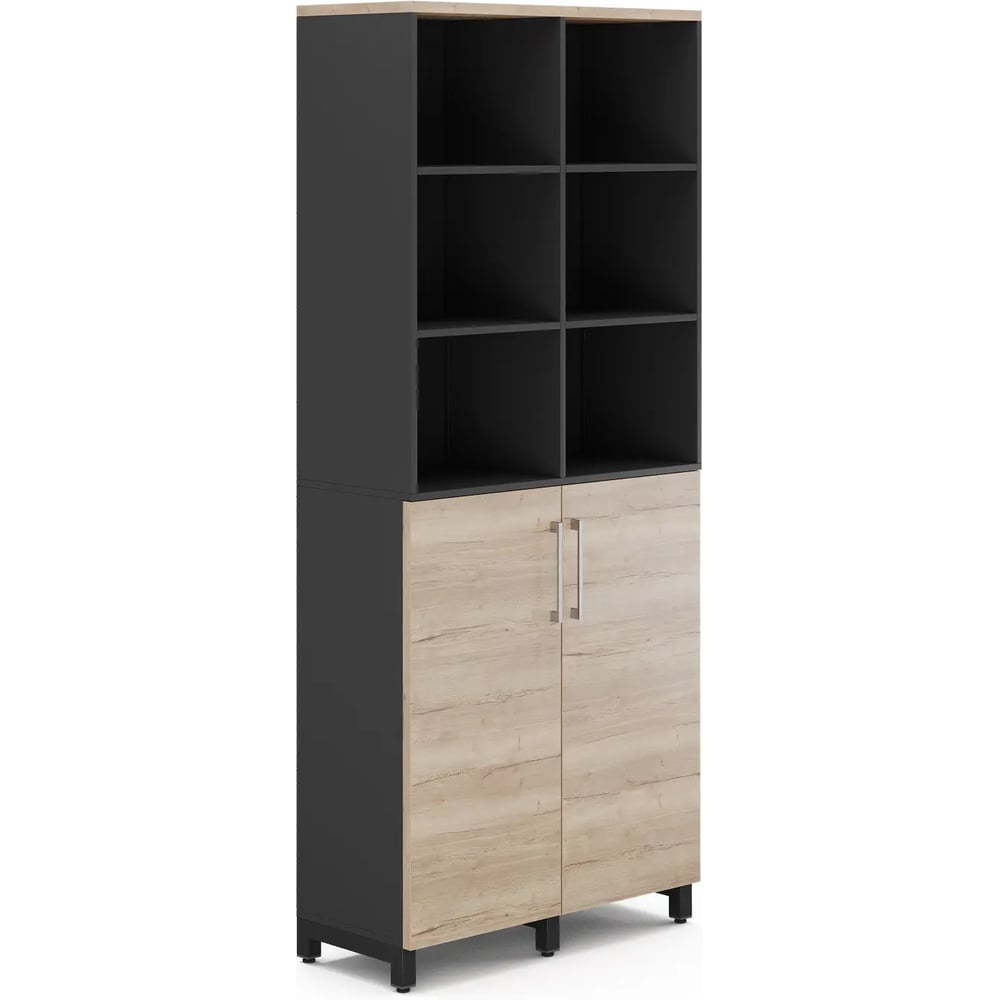 Шкаф распашной Kobor HR/3/3-90/40/M black/natural 221117