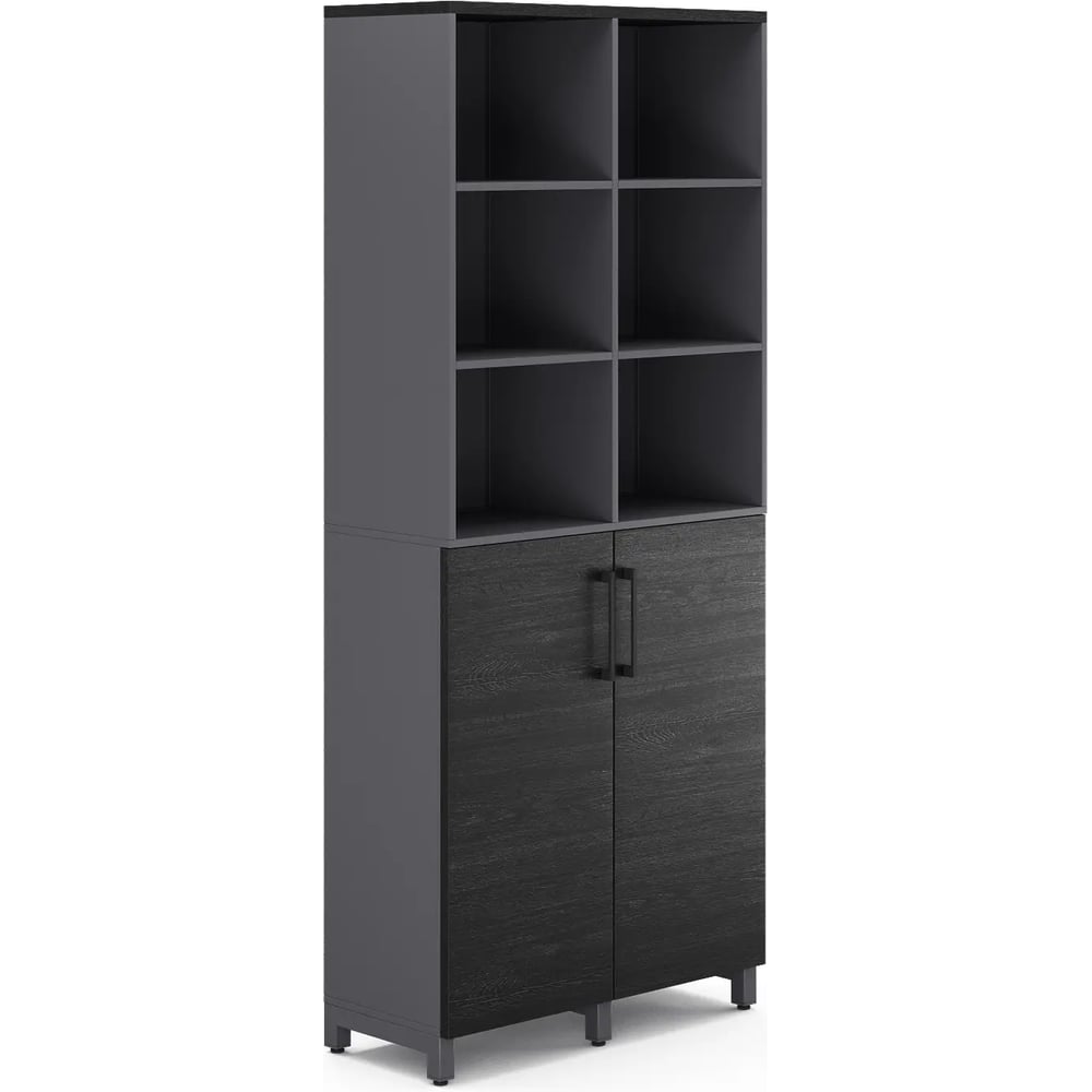 Шкаф распашной Kobor HR/3/3-90/40/M graphite/wood 222000