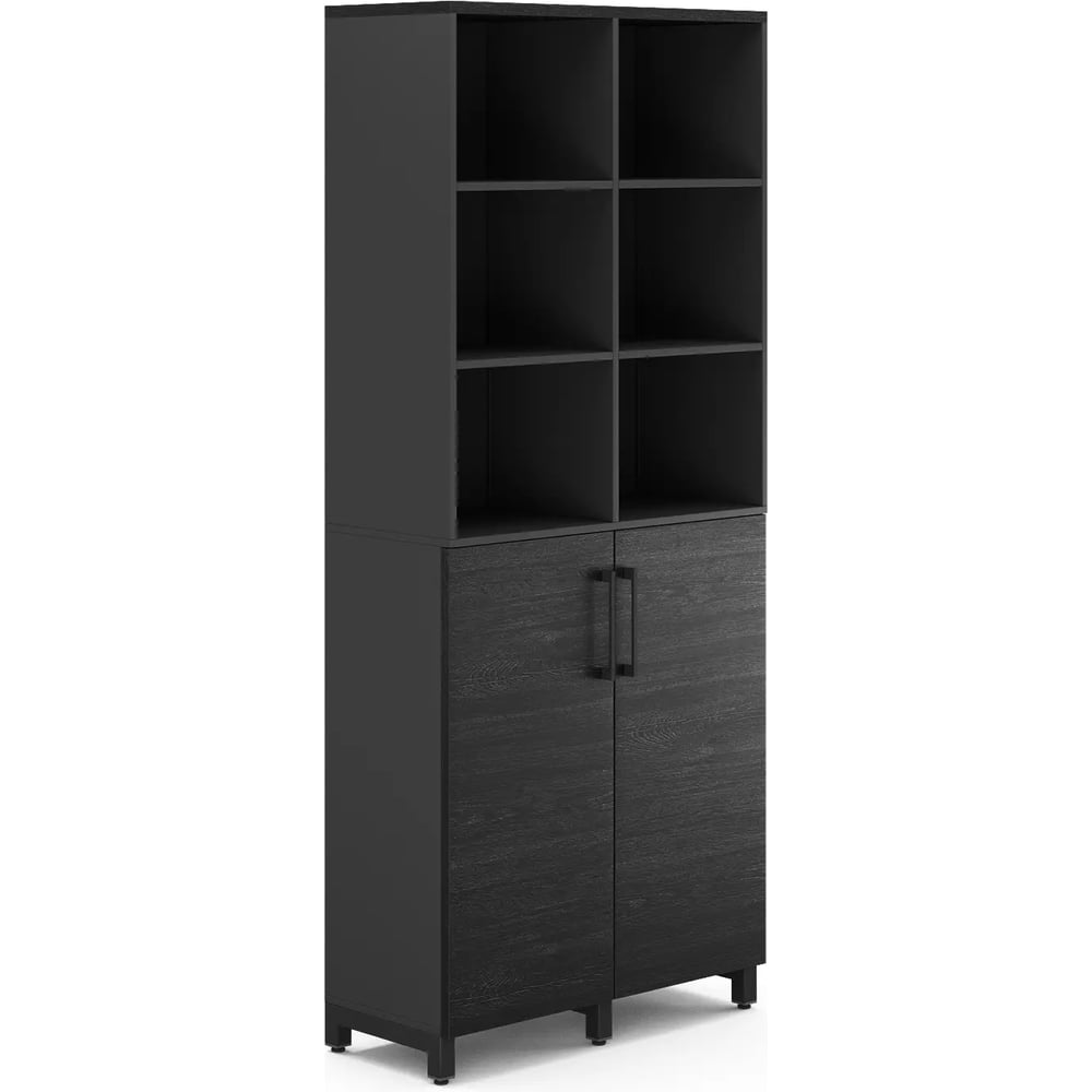 Шкаф распашной Kobor HR/3/3-90/60/M black/wood 221996