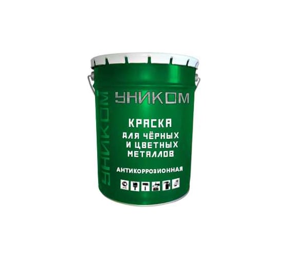 Изображение товара Алкидно-уретановая грунт-эмаль для черных и цветных металлов УНИКОМ тара 20кг, цвет зеленый матовый УН-02-20-6029