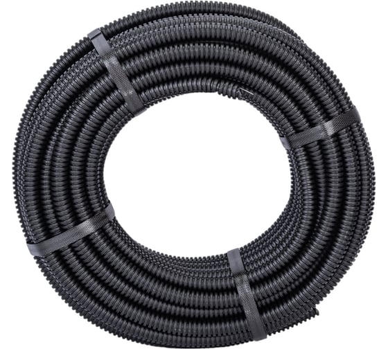 Изображение товара Гофрированная труба Рувинил ПНД d16мм легкая с протяжкой черный 20м 21601(20)