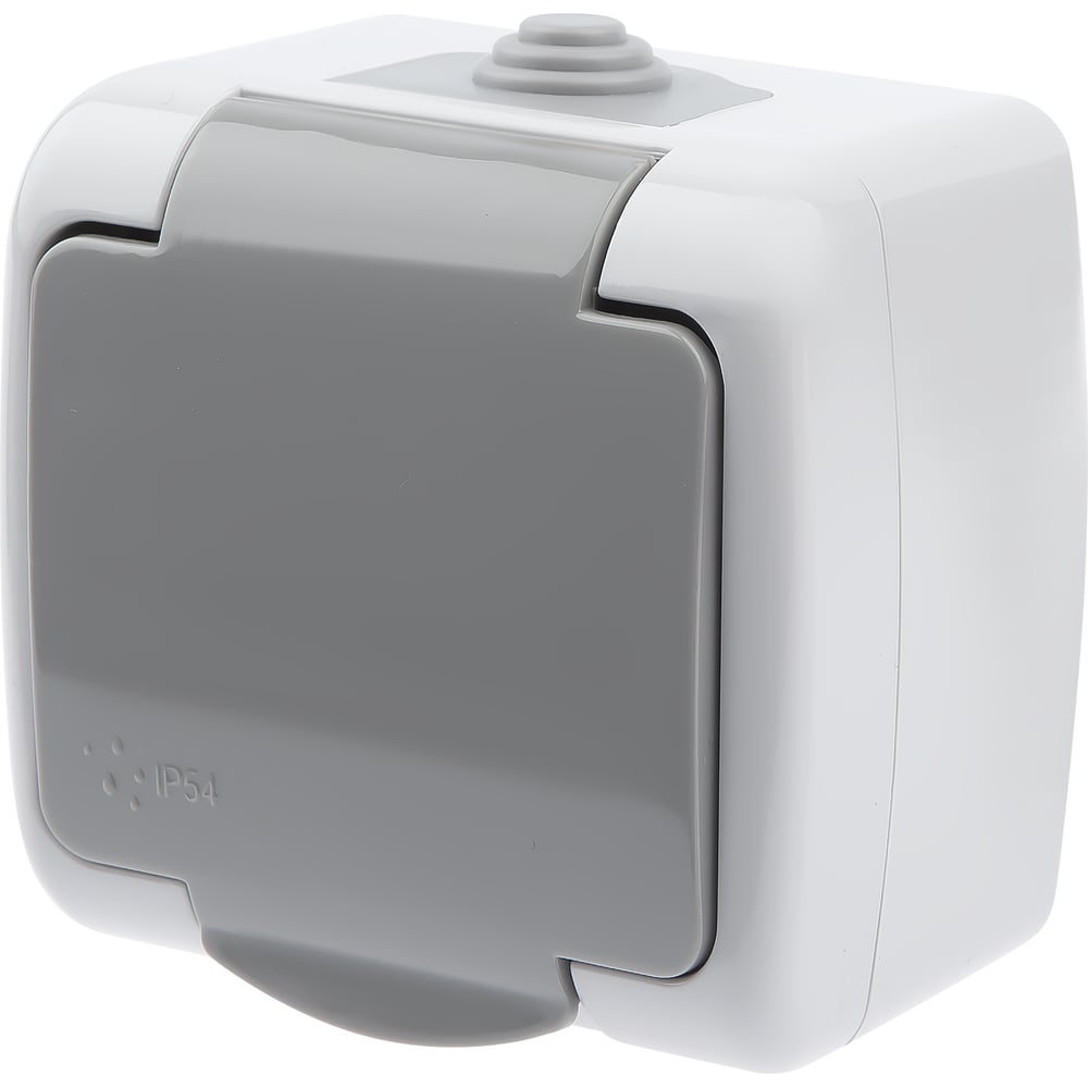 Изображение товара Розетка Intro Atlantic 5-202-03 с заземлением и защитными шторками, IP54, серый