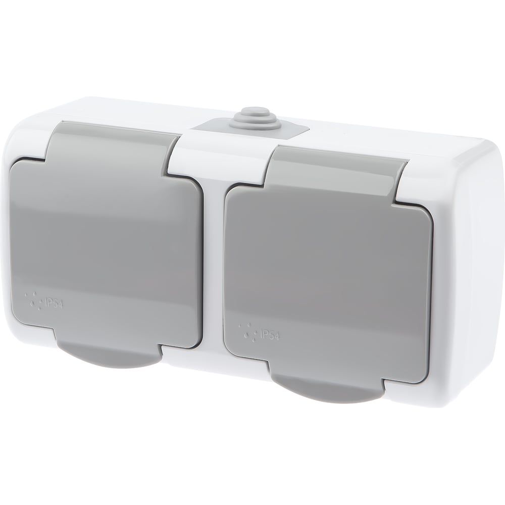 Изображение товара Розетка Intro Atlantic 5-204-03 двойная с заземлением Schuko шторки IP54 16А