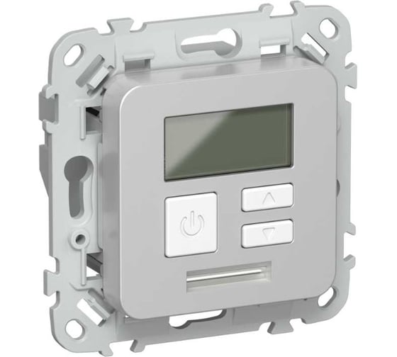 Изображение товара Термостат электронный с дисплеем IEK FLITE 16А Т-ФлА алюминиевый FI-RT11-K47