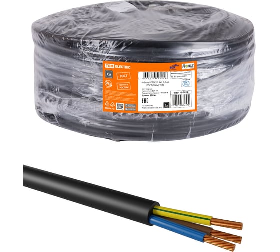 Изображение товара Кабель КГТП-ХЛ TDM ELECTRIC 3х2,5-0,66 ГОСТ 100м SQ0110-0018