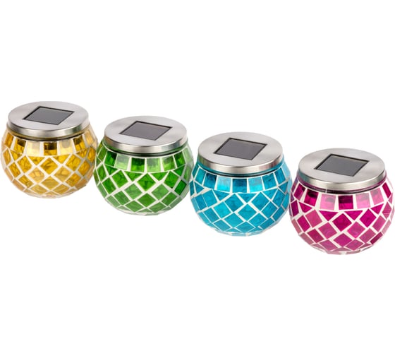 Изображение товара Светильник ландшафтный ССЛ-170 на солнечной батарее, 9х9х10, стекло, зеленый, синий, желтый, фиолетовый, ДБ TDM ELECTRIC SQ0330-0193