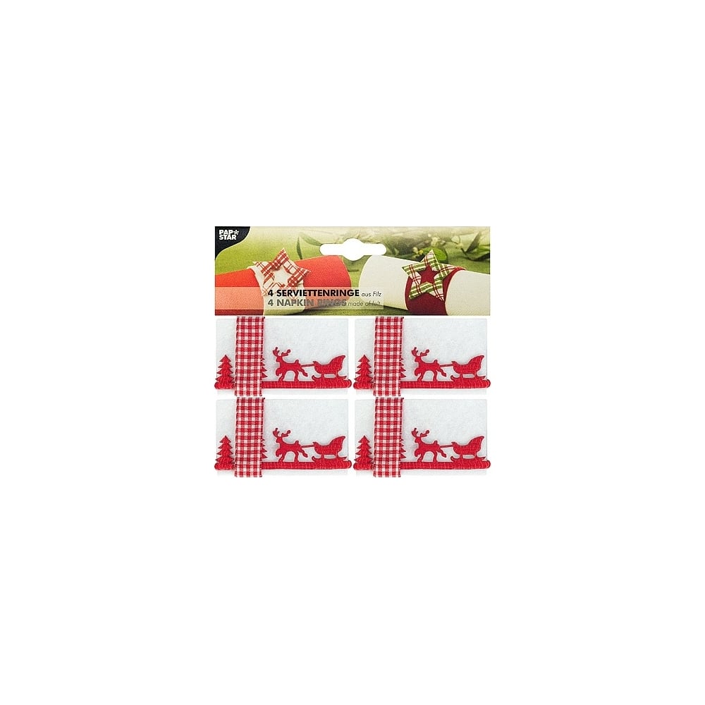 Изображение товара Кольца для салфеток из войлока белые с рисунком 40 мм 4 шт PAPSTAR ЗИМНИЙ ЛЕС