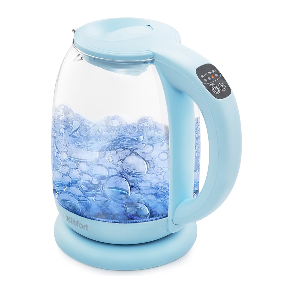 Изображение товара Чайник KITFORT КТ-640-1, 1.7 л, голубой, 2200 Вт