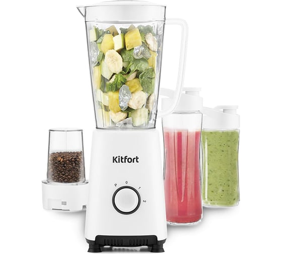 Изображение товара Блендер KITFORT мощность 300 Вт емкость чаши, стаканов, кофемолки 1.0 л, 0.6 л и 0.4 л, 0.2 л КТ-1380