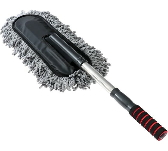 Изображение товара Щётка для удаления пыли TORSO 72 см, микрофибра, телескопическая ручка, серая 5377445