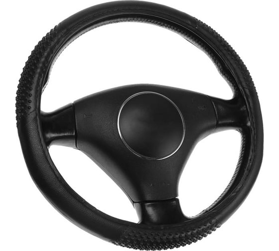 Изображение товара Оплётка на руль TORSO кожа PU, 3 массажные вставки, 38 см, черный 3575930