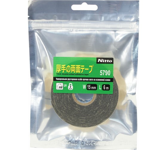 Изображение товара Универсальная двусторонняя особо прочная лента на вспененной основе Nitto 5790, 15 мм х 6 м 4627187943799