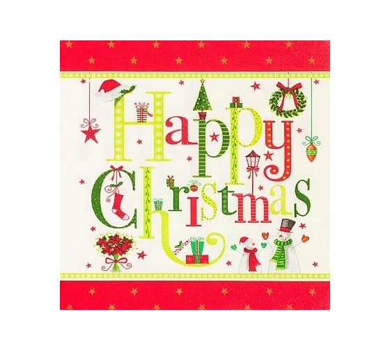 Изображение товара Бумажная салфетка PAPSTAR СЧАСТЛИВОГО РОЖДЕСТВА 33х33 см, 3 слоя, 20 шт/уп 1/15 PS-87692