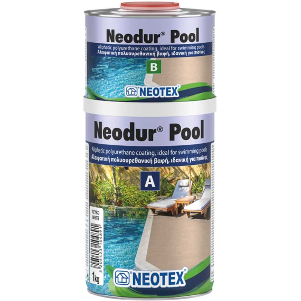 Полиуретановая краска с УК-фильтрами для бассейнов NEOTEX NEODUR POOL A+B 1кг RAL 9003 ,белый 15941000