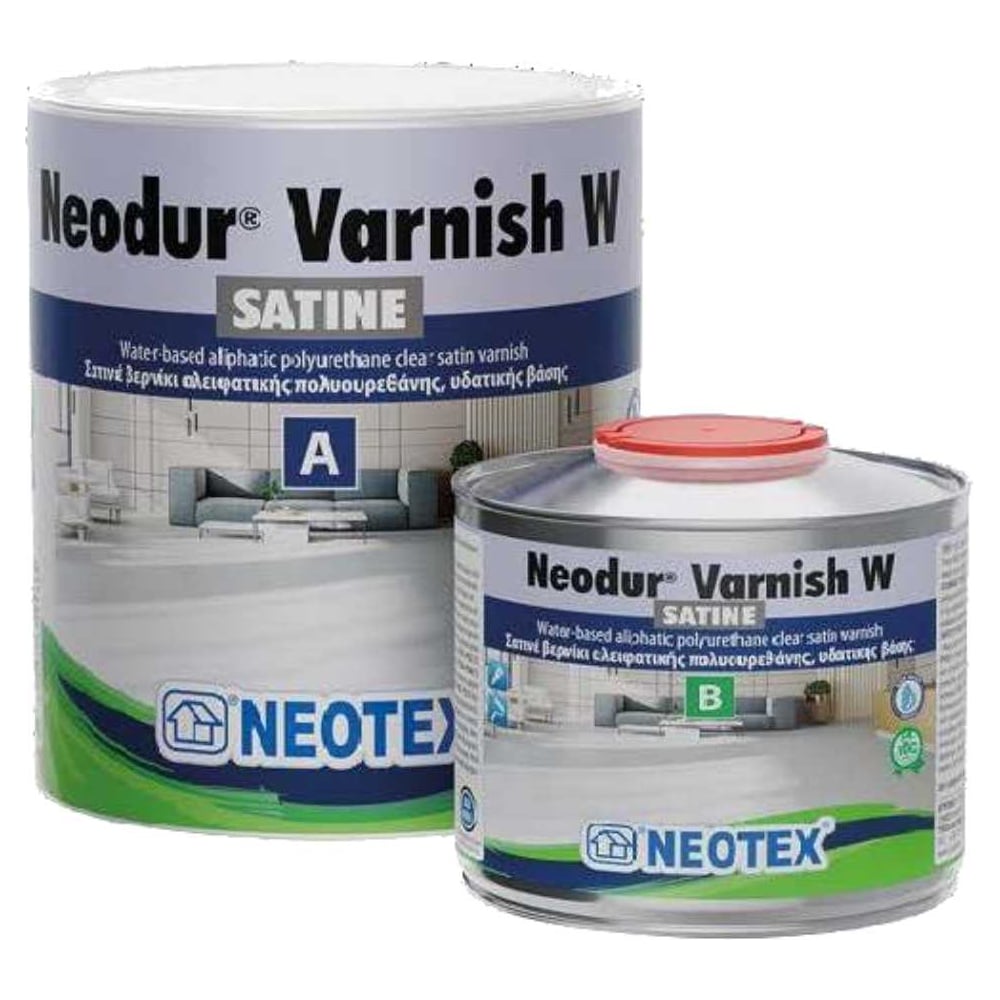 Двухкомпонентный полиуретановый глянцевый лак на водной основе NEOTEX NEODUR VARNISH W SATINE A+B 0,8кг 12750100