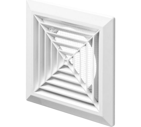 Изображение товара Решетка приточно-вытяжная с фланцем (160x160 мм; 125 мм; белая) ВИЕНТО 160/125ВФ