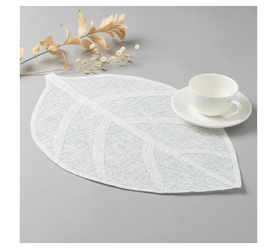 Изображение товара Сервировочная салфетка Доляна Листочки, цвет белый, 30x45 см 4361016