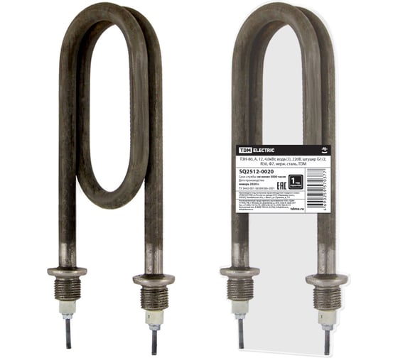 Изображение товара ТЭН для водонагревателя ТЭН-80, А, 12, 4,0кВт, вода (J), 220В, штуцер G1/2, R30, Ф7, нержавеющая сталь, TDM ELECTRIC SQ2512-0020