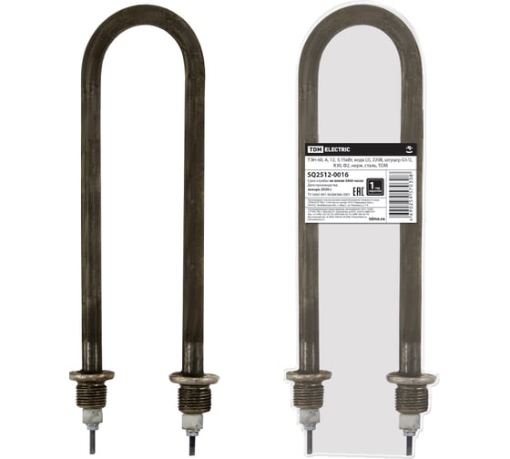 Изображение товара ТЭН-60 TDM ELECTRIC 12, 3,15кВт, вода J, 220В, штуцер G1/2, R30, Ф2, нержавеющая сталь SQ2512-0016