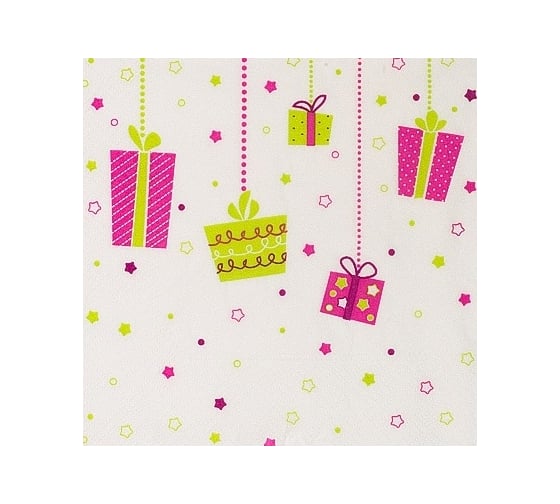 Изображение товара Бумажная салфетка PAPSTAR ЛЕТАЮЩИЕ ПОДАРКИ 33х33 см, 3 слоя, 20 шт/уп 1/15 PS-87074