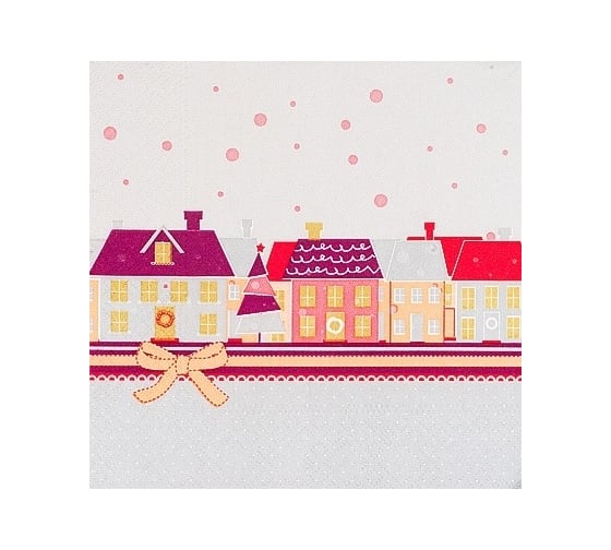 Изображение товара Бумажная салфетка PAPSTAR ЗИМНЯЯ ДЕРЕВНЯ 33х33 см, 3 слоя, 20 шт/уп 1/15 PS-87043