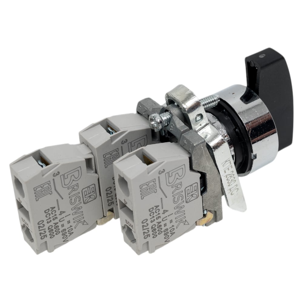 Изображение товара Переключатель Briswik КПЕ 2630-ДС черный IP65 10А 3-позиционный