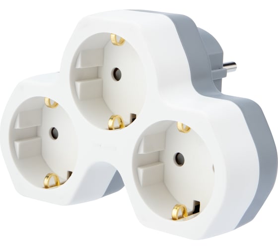 Изображение товара Электрический тройник REXANT с заземлением и защитными шторками 16 А белый 11-1088