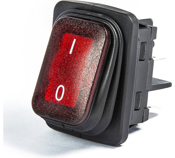 Изображение товара Клавишный выключатель Emas с подсветкой, красная клавиша, 1НО, 250 В AC, 16 А A54B1K11