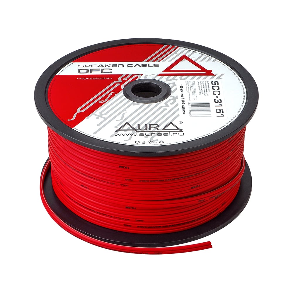 Изображение товара Акустический кабель AurA OFC 1.5 мм2 100м прозрачный для дома и автомобиля