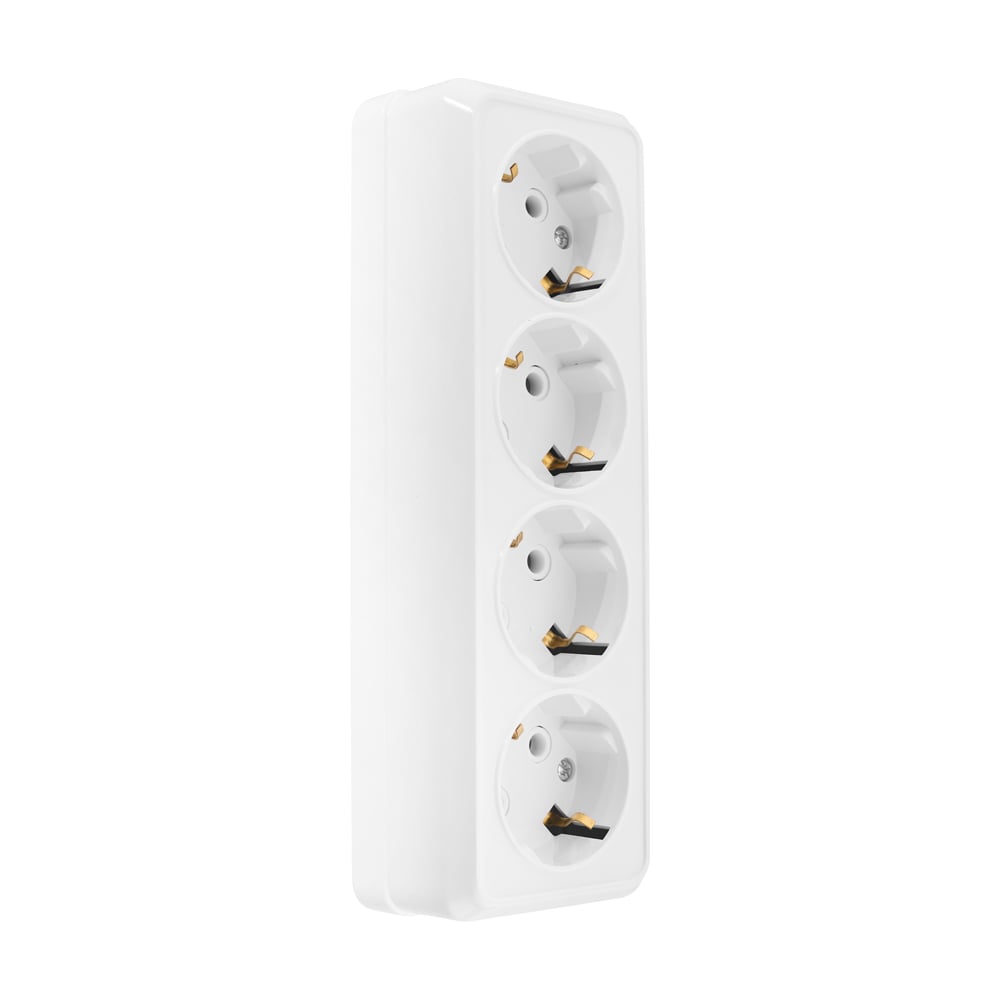 Розетка General Lighting Systems Альфа 4-х местная горизонтальная 2П+3 открытой установки IP20 16A белая 477013