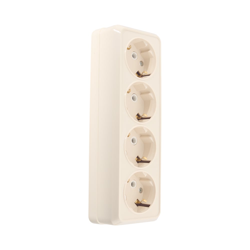 Розетка General Lighting Systems Альфа 4-х местная горизонтальная 2П+3 открытой установки IP20 16A слоновая кость 477029