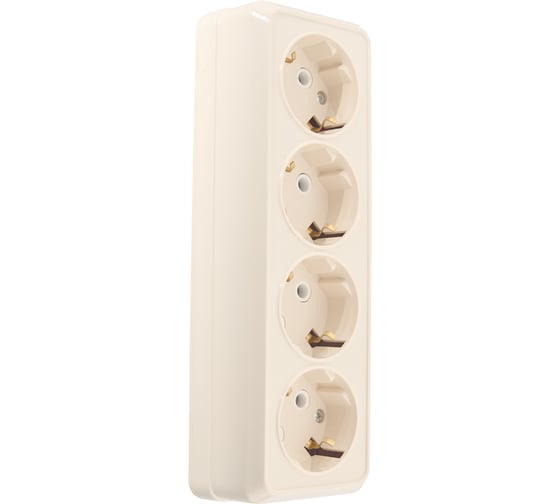 Изображение товара Розетка General Lighting Systems Альфа 4-х местная горизонтальная 2П+3 открытой установки IP20 16A слоновая кость 477029