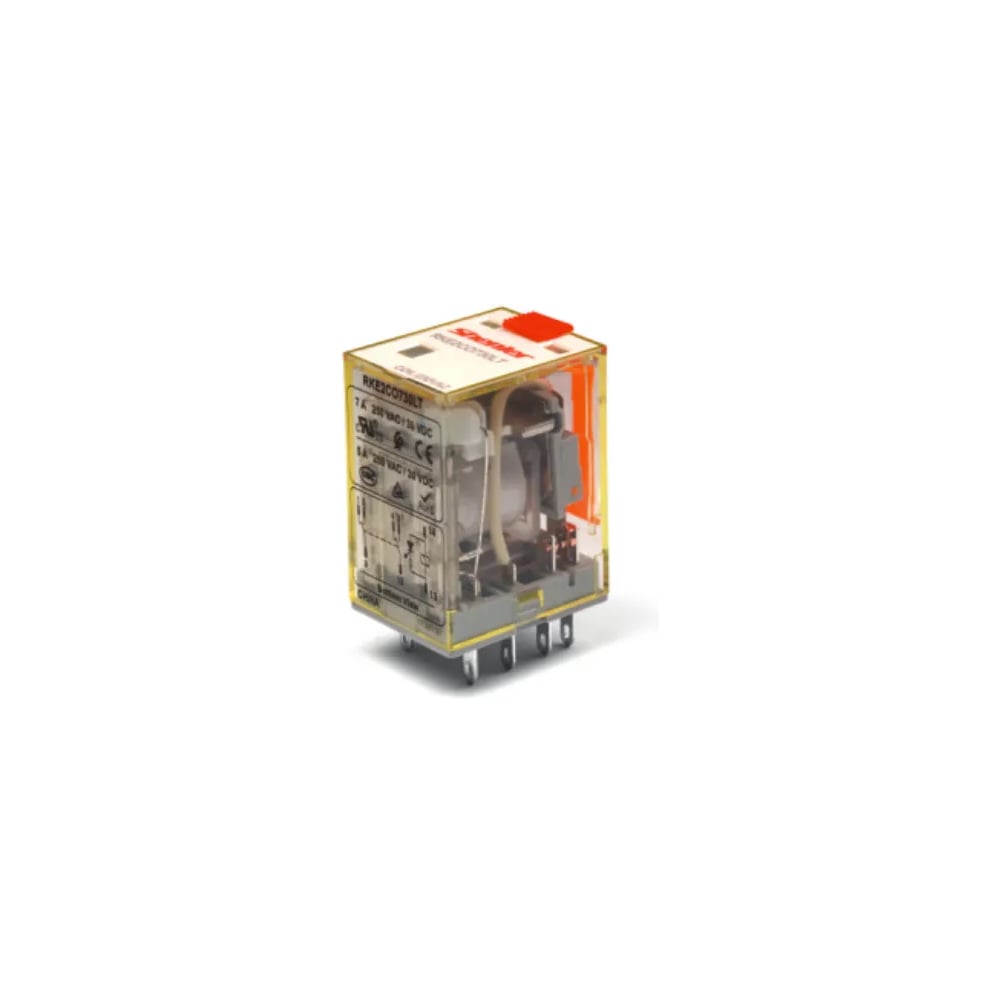 Реле SHENLER НТК Приборэнерго 4CO, 5A(250VAC/30VDC), 230VAC, мех. индикация, тест-кнопка с блокировкой, LED RKE4CO730LT
