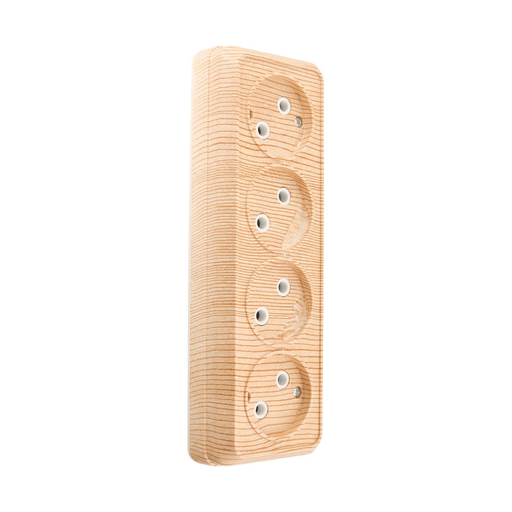 Розетка General Lighting Systems Альфа 4-х местная горизонтальная 2П открытой установки IP20 10A сосна 477044