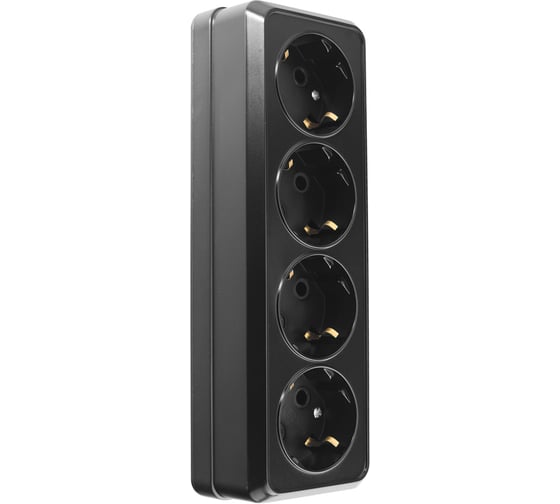 Изображение товара Розетка General Lighting Systems Альфа 4-х местная горизонтальная 2П+3 открытой установки IP20 16A черная 477061