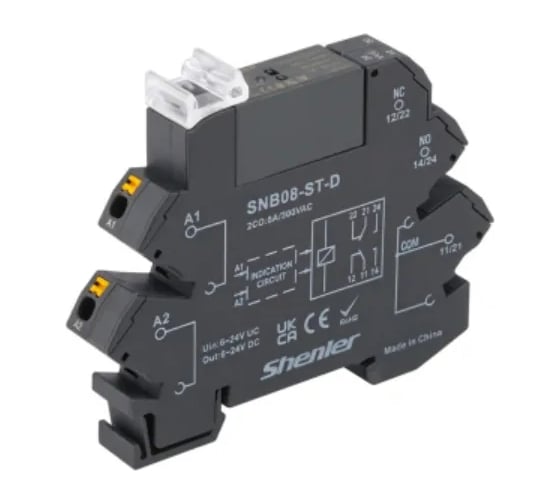 Изображение товара Цоколь Shenler НТК Приборэнерго, push-in, 2CO, 8A(250VAC/30VDC), 230VAC/DC, LED, W=12.95mm SNB08-ST-D