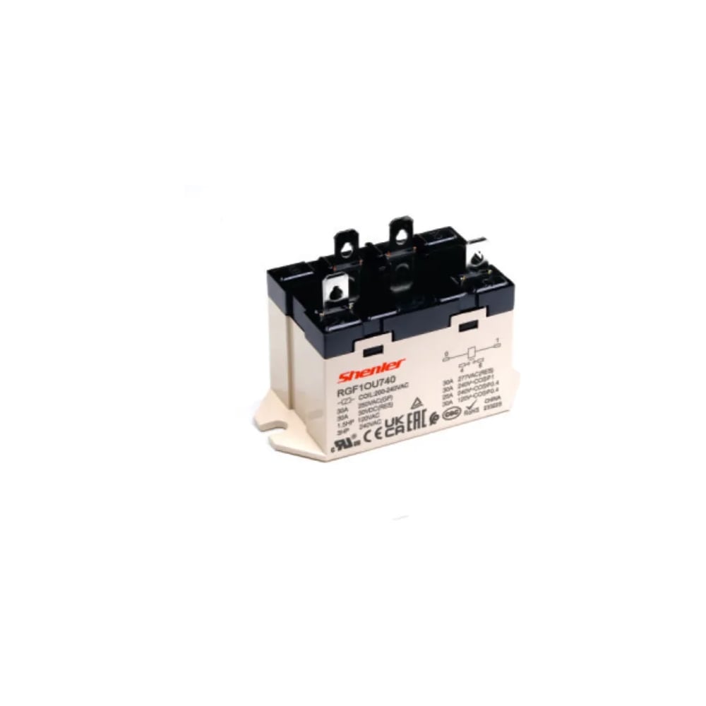 Реле SHENLER НТК Приборэнерго 2NO, 25A(277VAC/30VDC), 200-240VAC, монтаж на панель, FASTON 250 RGF2OU740