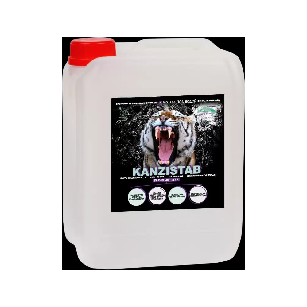 Изображение товара Химия для бассейна КЕНАЗ КАНЗИСТАБ 5л очиститель для фильтра и удаления налета