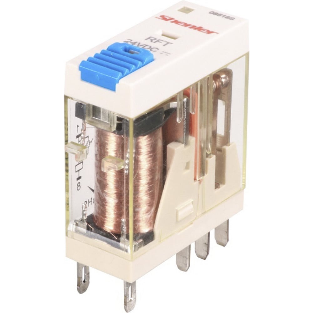 Реле SHENLER НТК Приборэнерго 2CO, 8A(250VAC/30VDC), 12VDC, мех. индикация, тест-кнопка с блокировкой, диод +A1/-A2, LED RFT2CO012LTD1