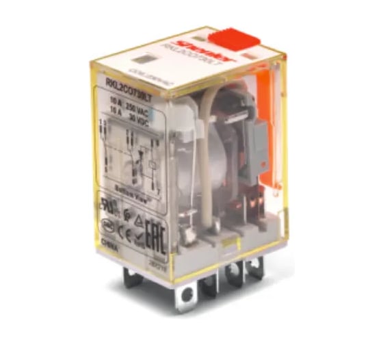 Изображение товара Реле Shenler НТК Приборэнерго, 1CO, 16A(250VAC/30VDC), 24VAC, мех. индикация, тест-кнопка с блокировкой, LED RKL1CO524LT