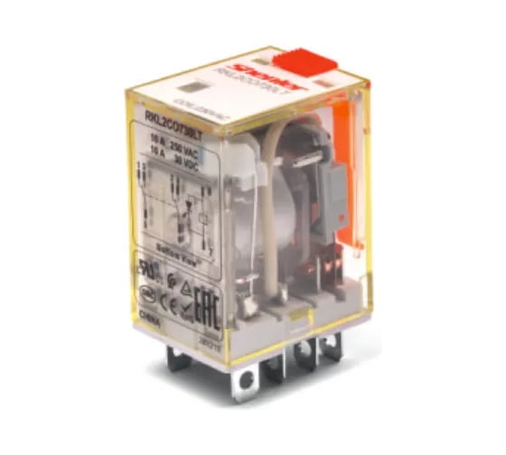 Изображение товара Реле SHENLER НТК Приборэнерго 3CO, 10A(250VAC/30VDC), 220VDC, мех. индикация, тест-кнопка с блокировкой, LED RKL3CO220LT