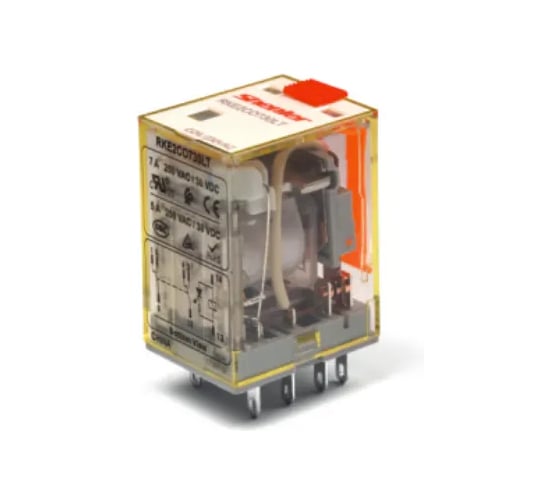 Изображение товара Реле Shenler НТК Приборэнерго, 4CO, 5A(250VAC/30VDC), 24VDC, мех. индикация, тест-кнопка с блокировкой, LED RKE4CO024LT