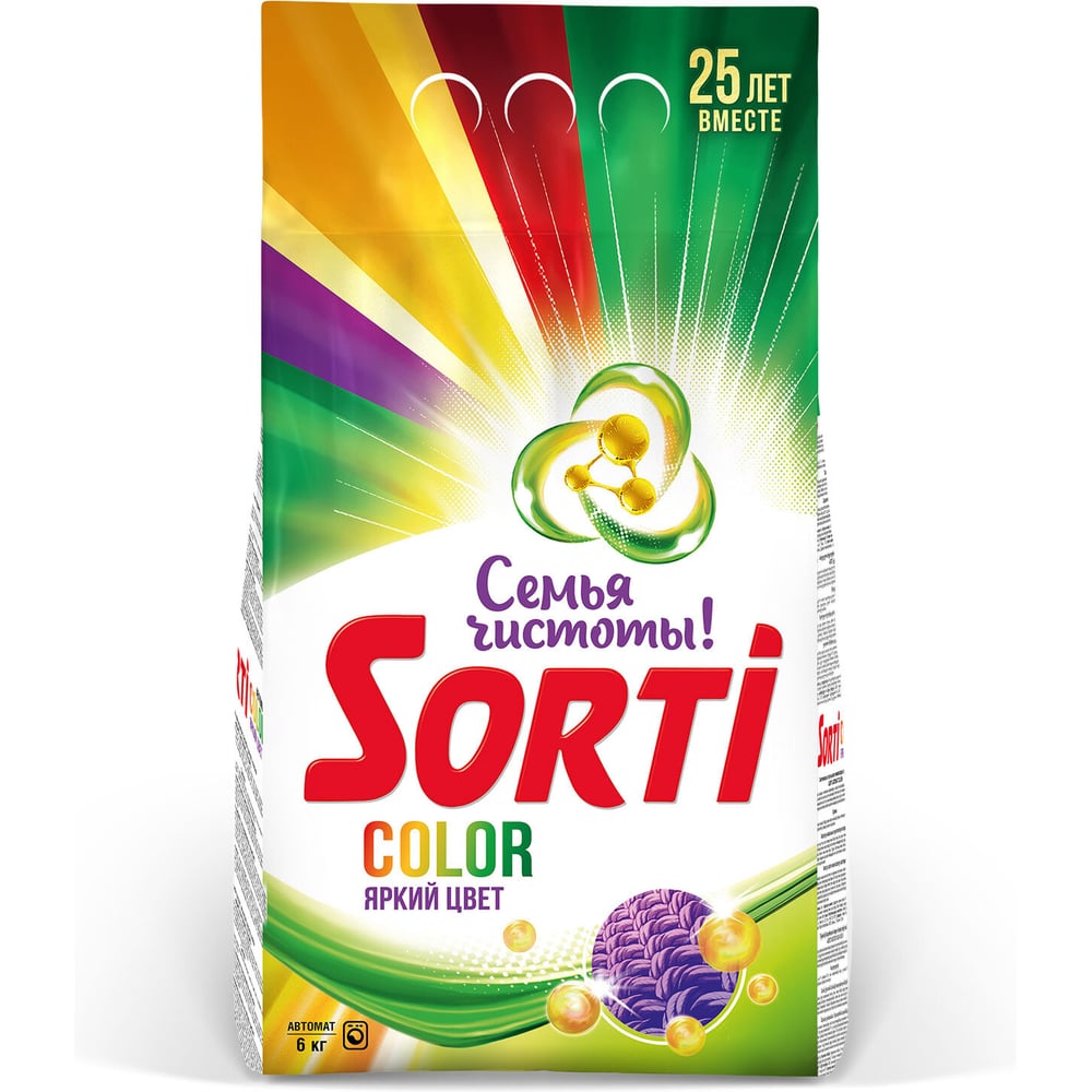 Стиральный порошок-автомат SORTI Color яркий цвет, ЧЕСТНЫЙ ЗНАК, ш/к 6кг 13845 702645
