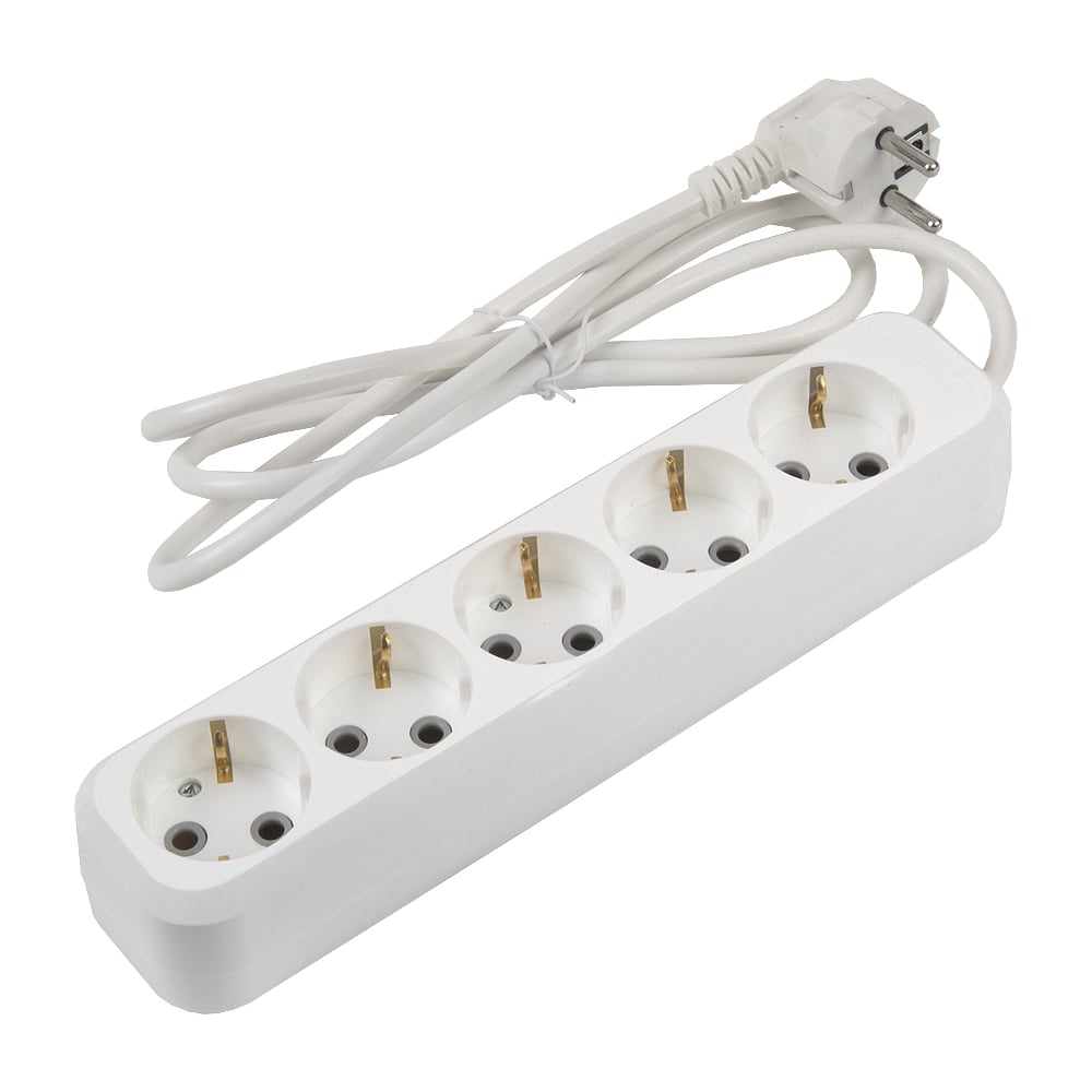 Удлинитель бытовой General Lighting Systems GES-16-3x100-5-1,5m, 16А, 3х1 мм2, 5 мест, 1,5 метра, с заземлением 470097