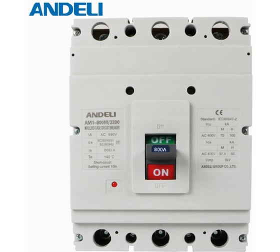 Изображение товара Автоматический выключатель ANDELI AM1-800M/3P 800A 75KA  ADL06-067