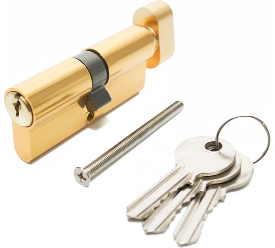 Изображение товара Цилиндровый механизм Политех (ключ-защелка; золотистый; 70 мм) 8124070