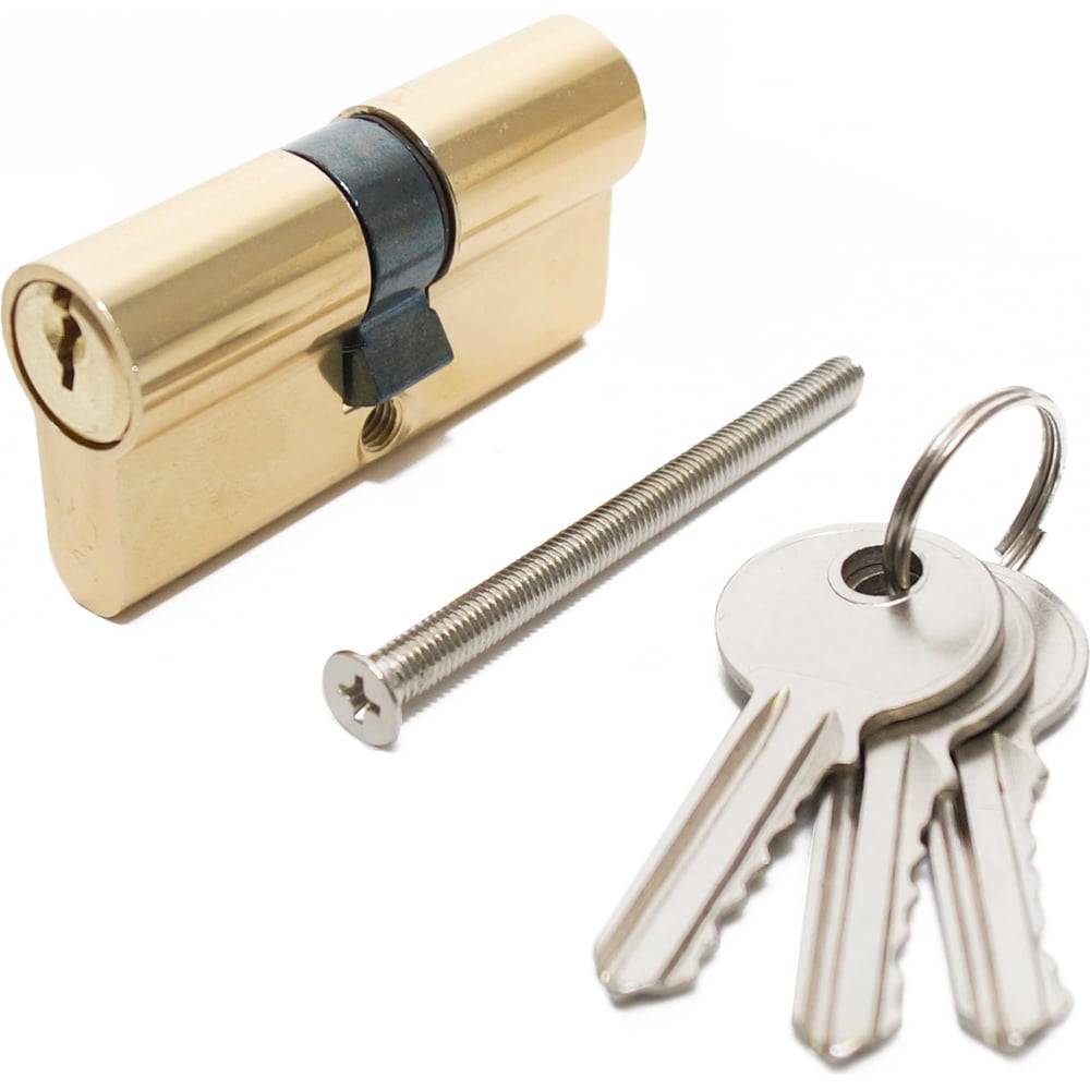 Изображение товара Цилиндровый механизм Политех 70 мм двухсторонний золотистый 8125070