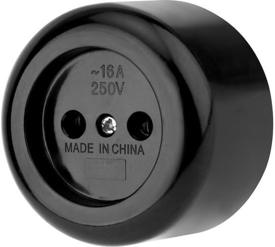 Изображение товара Штепсельная карболитовая розетка REXANT открытой установки без заземления 16 А черная 11-8980