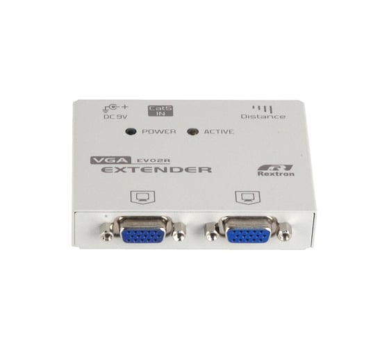 Изображение товара Удлинитель REXTRON VGA принимающий блок, 1 вход, 2 выхода, D-Sub, UTP Кат.5e до 150м EV-02R